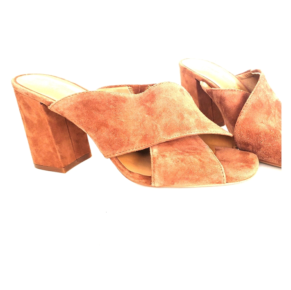 Tan Suede Open Heel/Toe Heels